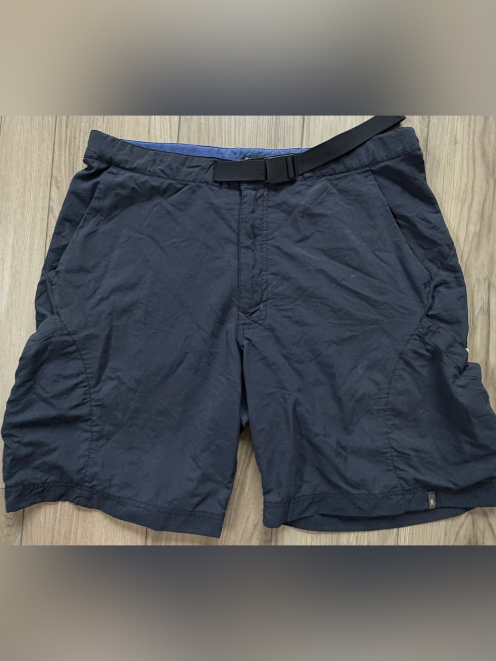 Royal Robbins Men's Navy Outdoor Cargo Utility Shorts Belted Nylon Sz 34